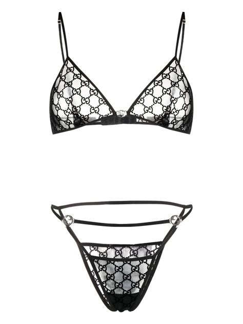 mutanda gucci intimo|Black GG Tulle Lingerie Set .